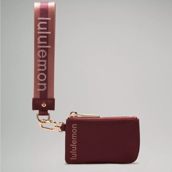 Lululemon Dual Pouch Wristlet Wordmark- Garnet/Spiced Chai/Flush Pink - Picture 2 of 4